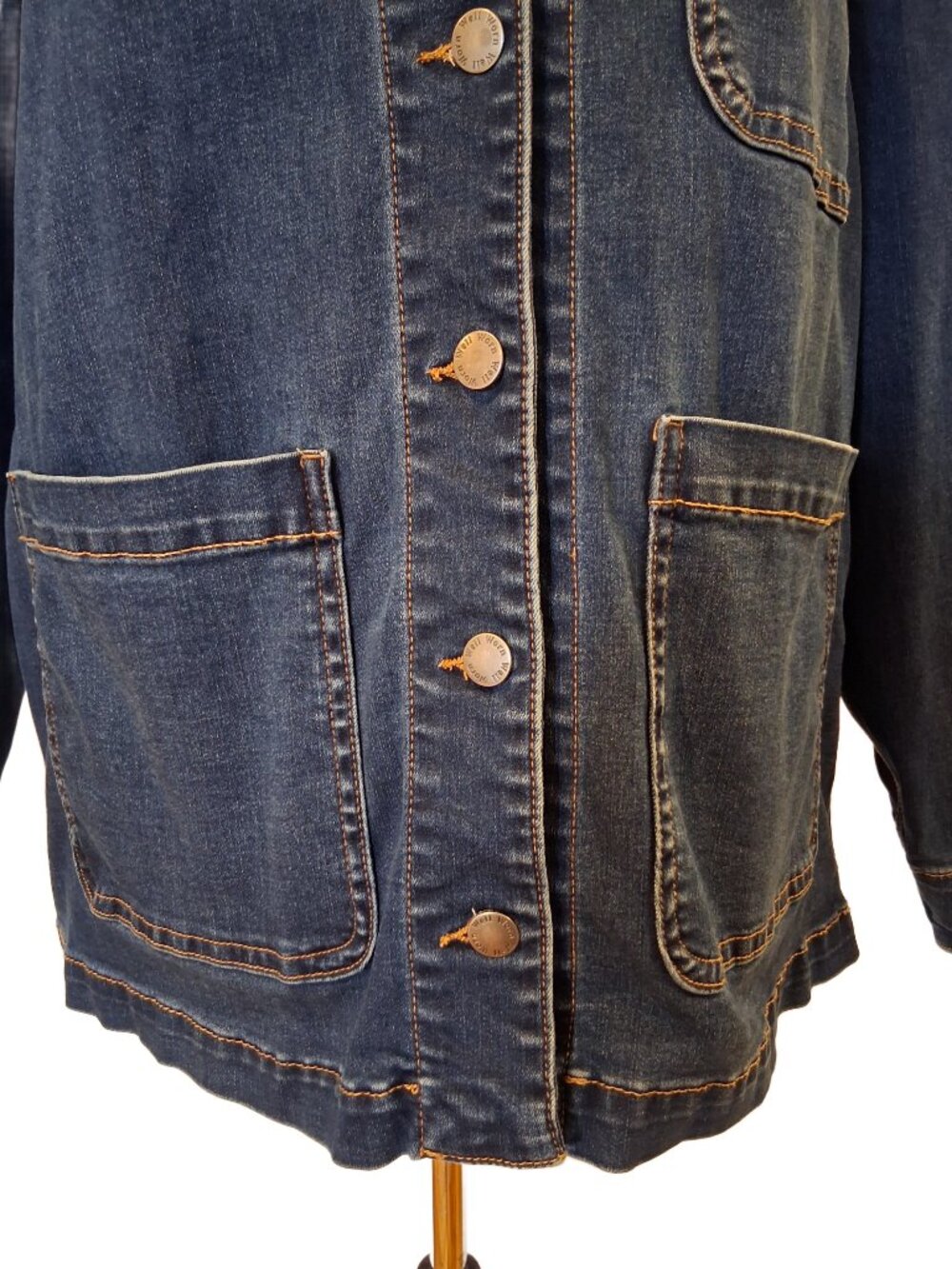 "Well Worn" Brand Women's Denim Chore Utility Barn Jacket Dark Wash XL - Picture 4 of 7